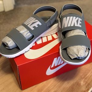 Nike grey and white sandals